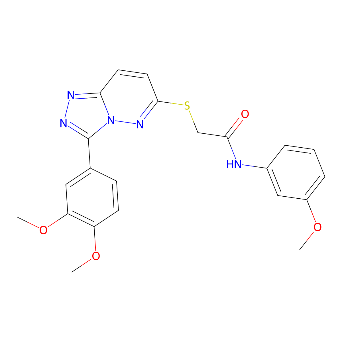 2-((3-(3,4-dimethoxyphenyl)-[1,2,4]triazolo[4,3-b]pyridazin-6-yl)thio)-N-(3-methoxyphenyl)acetamide molecular structure, CAS 852437-53-7