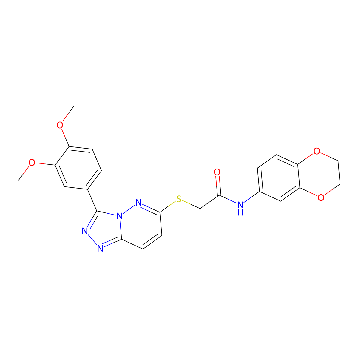 N-(2,3-dihydrobenzo[b][1,4]dioxin-6-yl)-2-((3-(3,4-dimethoxyphenyl)-[1,2,4]triazolo[4,3-b]pyridazin-6-yl)thio)acetamide molecular structure, CAS 852437-61-7