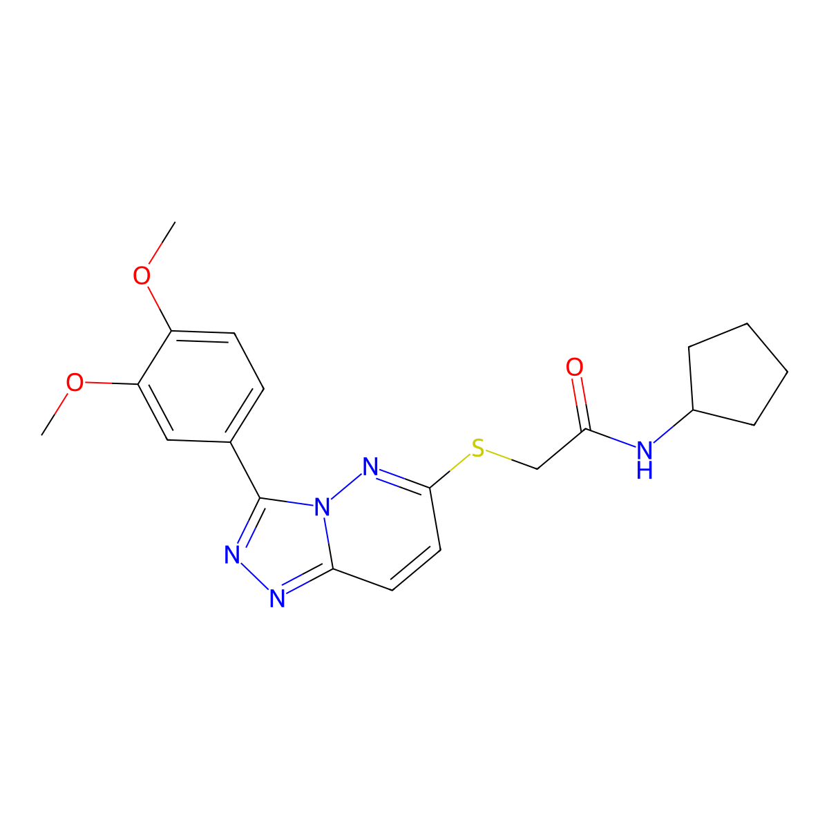 N-cyclopentyl-2-((3-(3,4-dimethoxyphenyl)-[1,2,4]triazolo[4,3-b]pyridazin-6-yl)thio)acetamide molecular structure, CAS 852437-69-5
