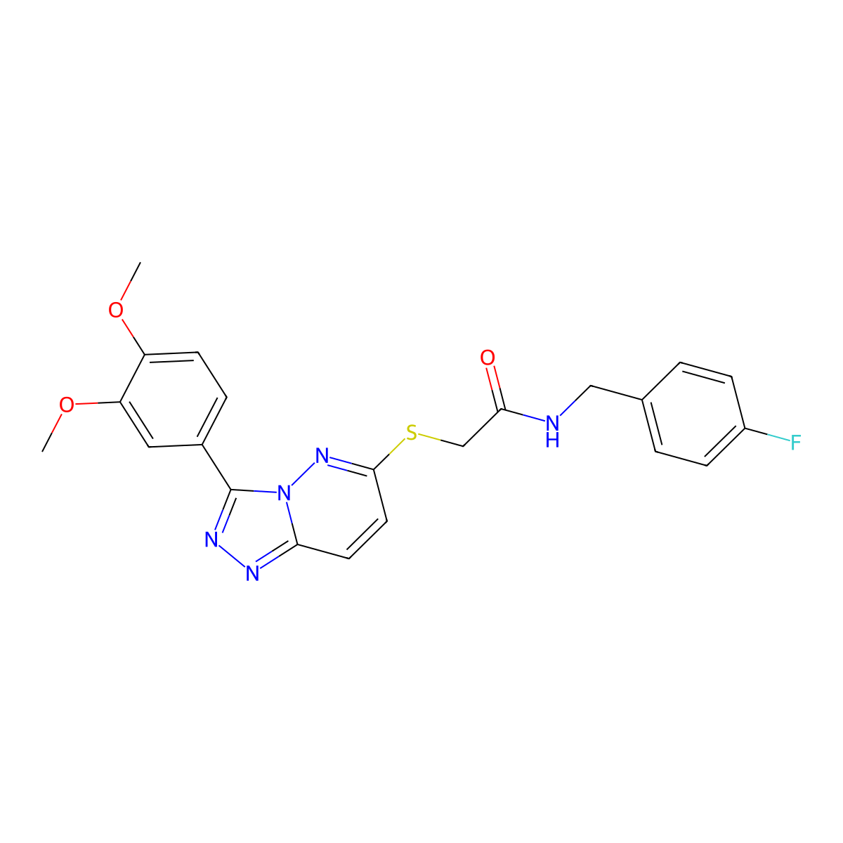 2-((3-(3,4-dimethoxyphenyl)-[1,2,4]triazolo[4,3-b]pyridazin-6-yl)thio)-N-(4-fluorobenzyl)acetamide molecular structure, CAS 852437-72-0