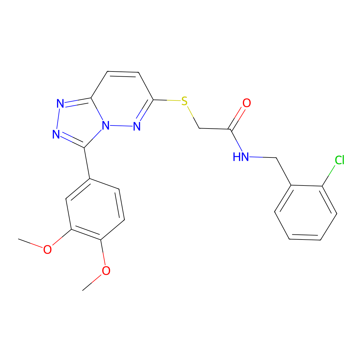 N-(2-chlorobenzyl)-2-((3-(3,4-dimethoxyphenyl)-[1,2,4]triazolo[4,3-b]pyridazin-6-yl)thio)acetamide molecular structure, CAS 852437-74-2