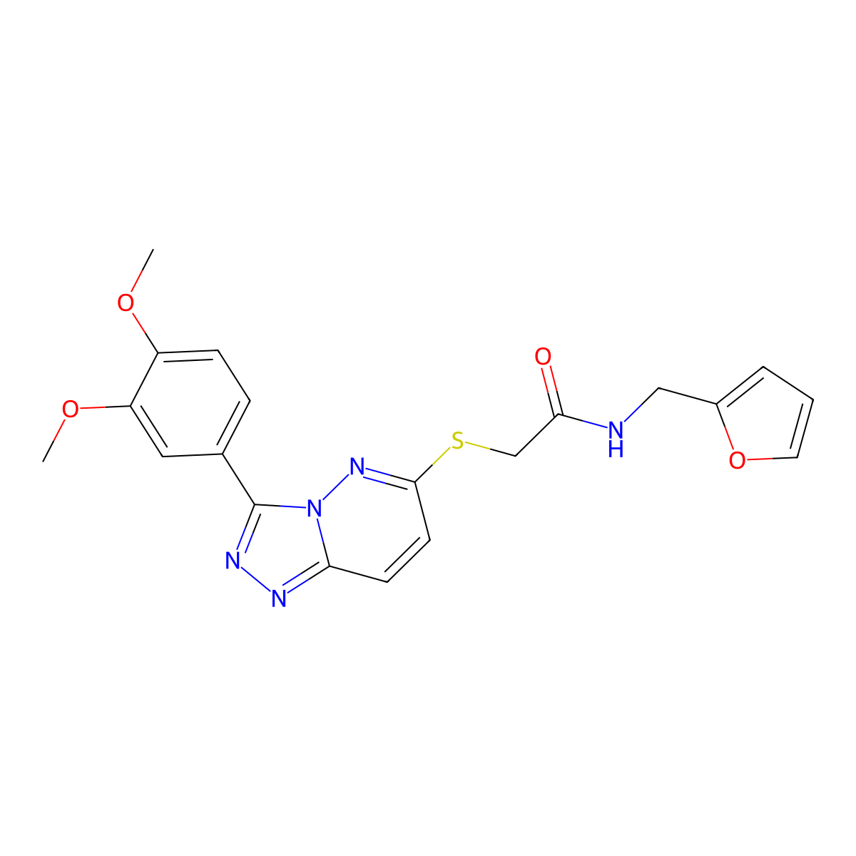 2-{[3-(3,4-dimethoxyphenyl)[1,2,4]triazolo[4,3-b]pyridazin-6-yl]thio}-N-(2-furylmethyl)acetamide molecular structure, CAS 852437-75-3