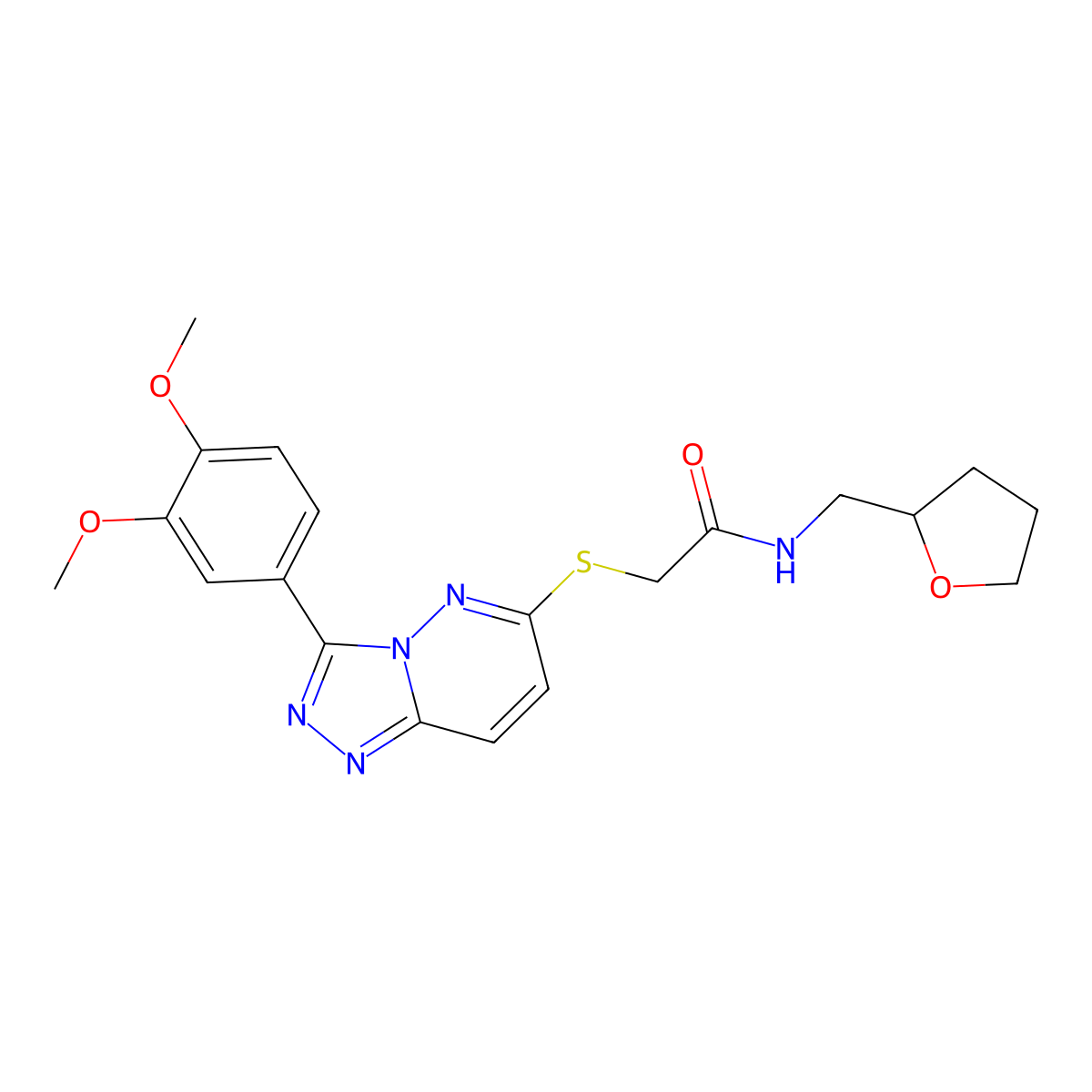 2-((3-(3,4-dimethoxyphenyl)-[1,2,4]triazolo[4,3-b]pyridazin-6-yl)thio)-N-((tetrahydrofuran-2-yl)methyl)acetamide molecular structure, CAS 852437-76-4