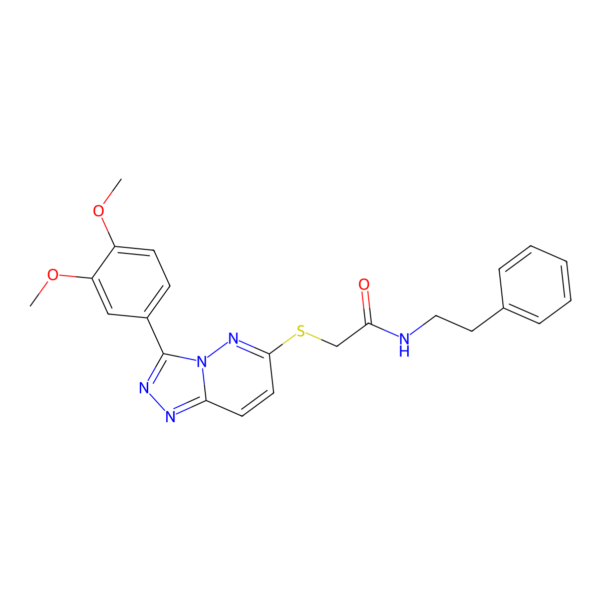 2-((3-(3,4-dimethoxyphenyl)-[1,2,4]triazolo[4,3-b]pyridazin-6-yl)thio)-N-phenethylacetamide molecular structure, CAS 852437-77-5