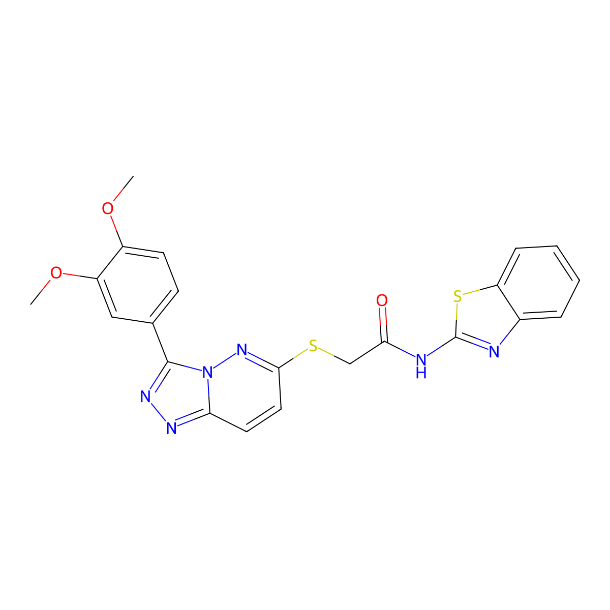N-(benzo[d]thiazol-2-yl)-2-((3-(3,4-dimethoxyphenyl)-[1,2,4]triazolo[4,3-b]pyridazin-6-yl)thio)acetamide molecular structure, CAS 852437-78-6
