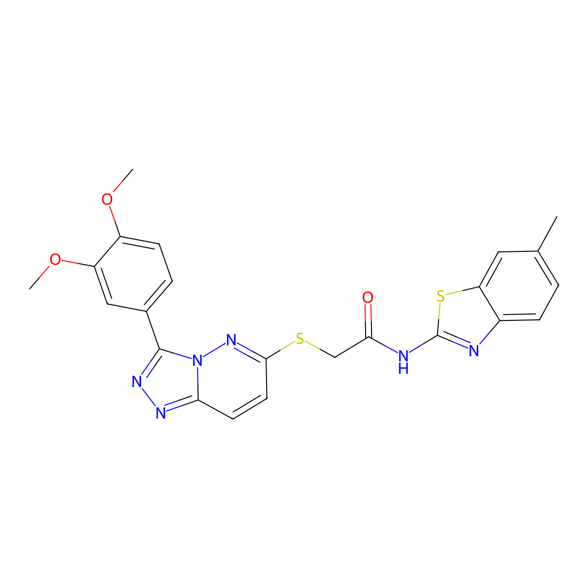 2-((3-(3,4-dimethoxyphenyl)-[1,2,4]triazolo[4,3-b]pyridazin-6-yl)thio)-N-(6-methylbenzo[d]thiazol-2-yl)acetamide molecular structure, CAS 852437-79-7