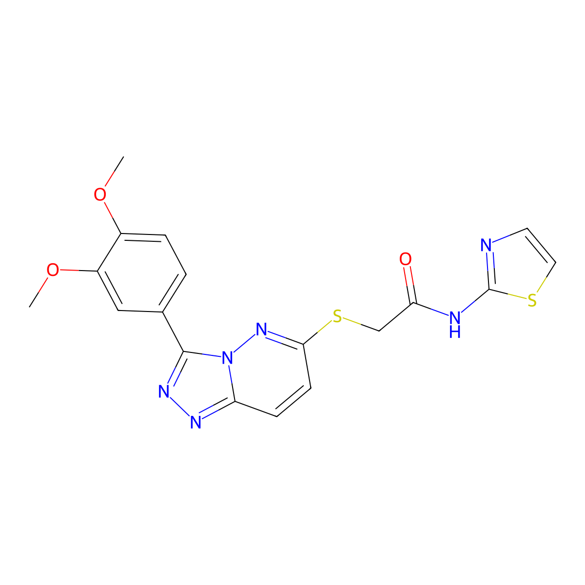 2-((3-(3,4-dimethoxyphenyl)-[1,2,4]triazolo[4,3-b]pyridazin-6-yl)thio)-N-(thiazol-2-yl)acetamide molecular structure, CAS 852437-80-0