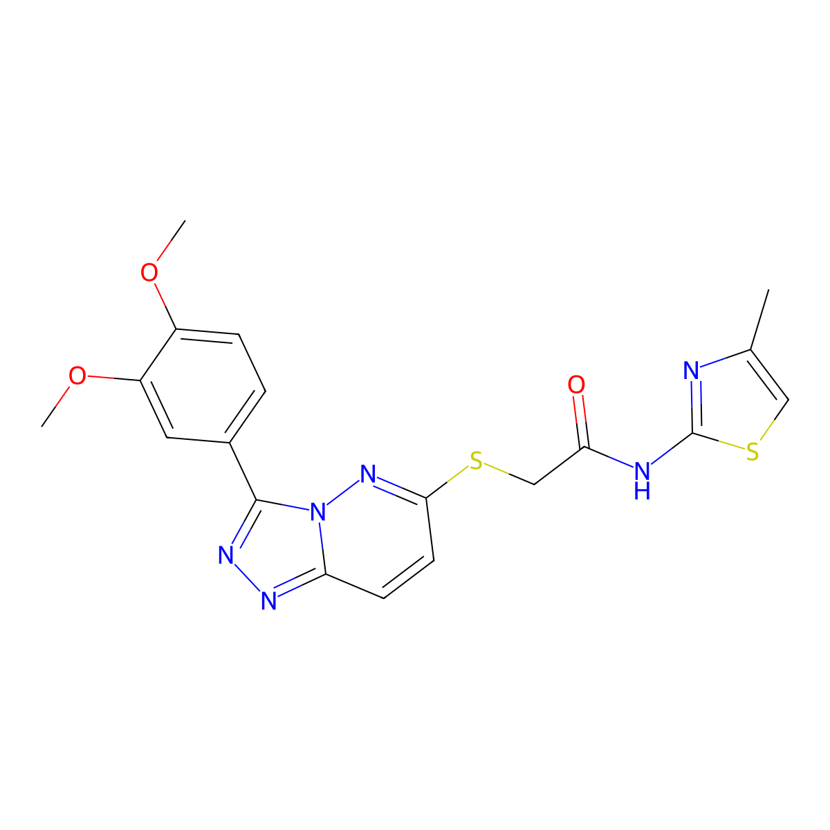 2-((3-(3,4-dimethoxyphenyl)-[1,2,4]triazolo[4,3-b]pyridazin-6-yl)thio)-N-(4-methylthiazol-2-yl)acetamide molecular structure, CAS 852437-81-1