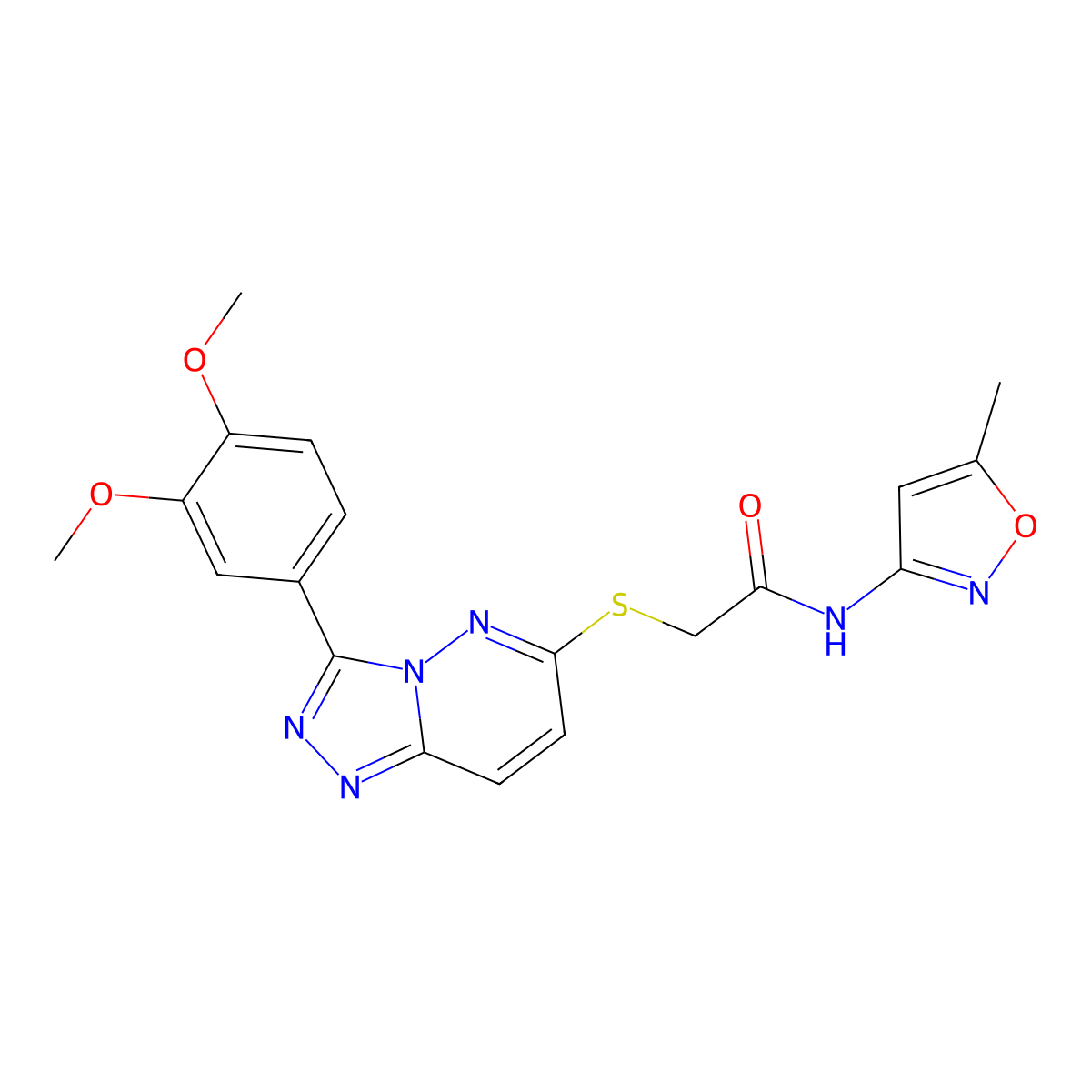 2-[[3-(3,4-dimethoxyphenyl)-[1,2,4]triazolo[4,3-b]pyridazin-6-yl]thio]-N-(5-methyl-3-isoxazolyl)acetamide molecular structure, CAS 852437-84-4