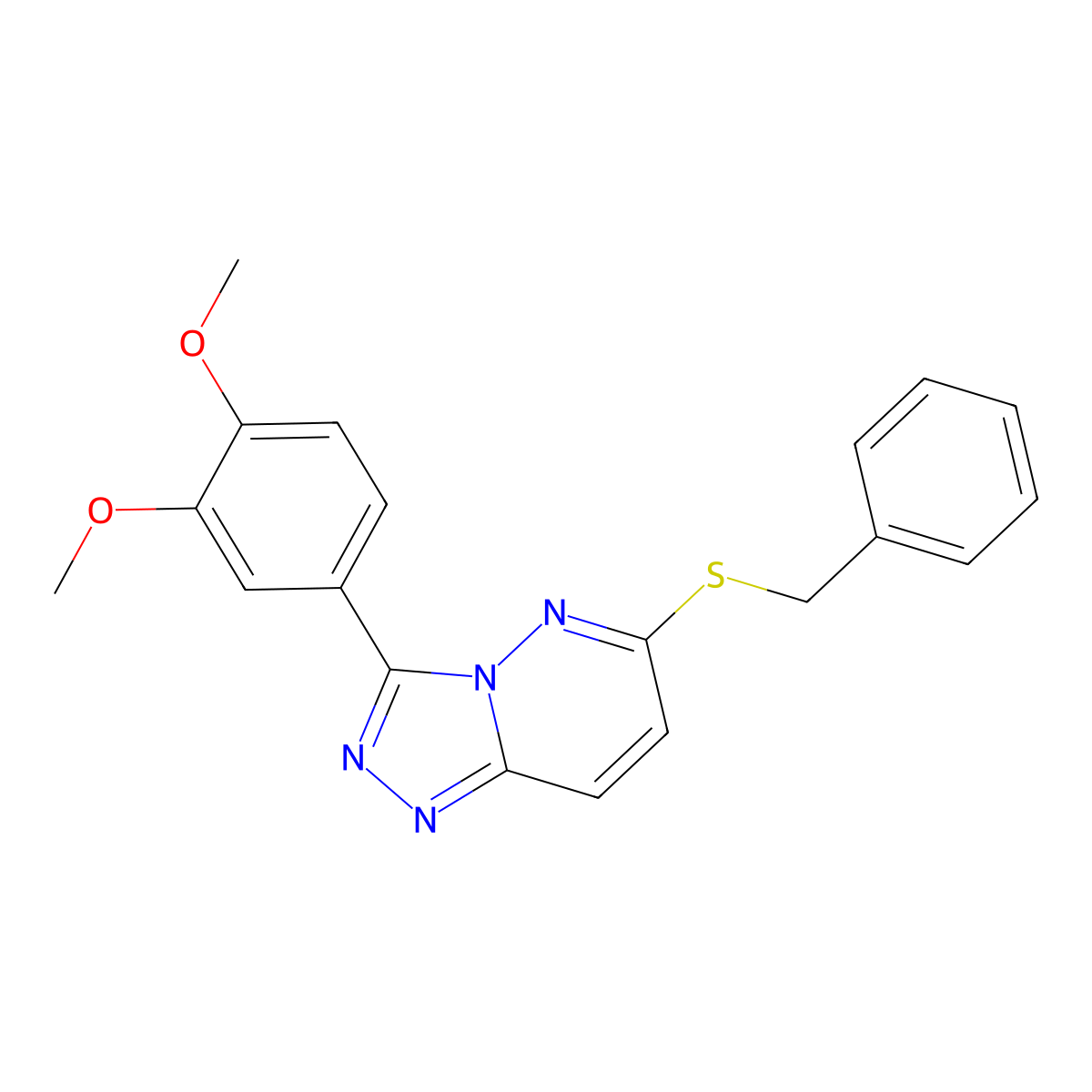 6-(Benzylthio)-3-(3,4-dimethoxyphenyl)-[1,2,4]triazolo[4,3-b]pyridazine molecular structure, CAS 852437-85-5