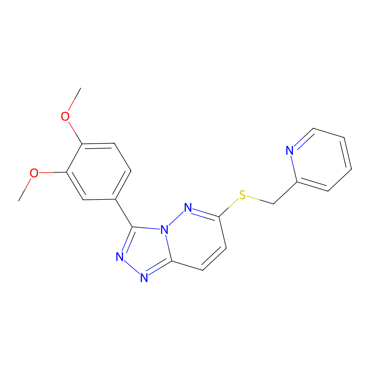 3-(3,4-Dimethoxyphenyl)-6-((pyridin-2-ylmethyl)thio)-[1,2,4]triazolo[4,3-b]pyridazine molecular structure, CAS 852437-94-6
