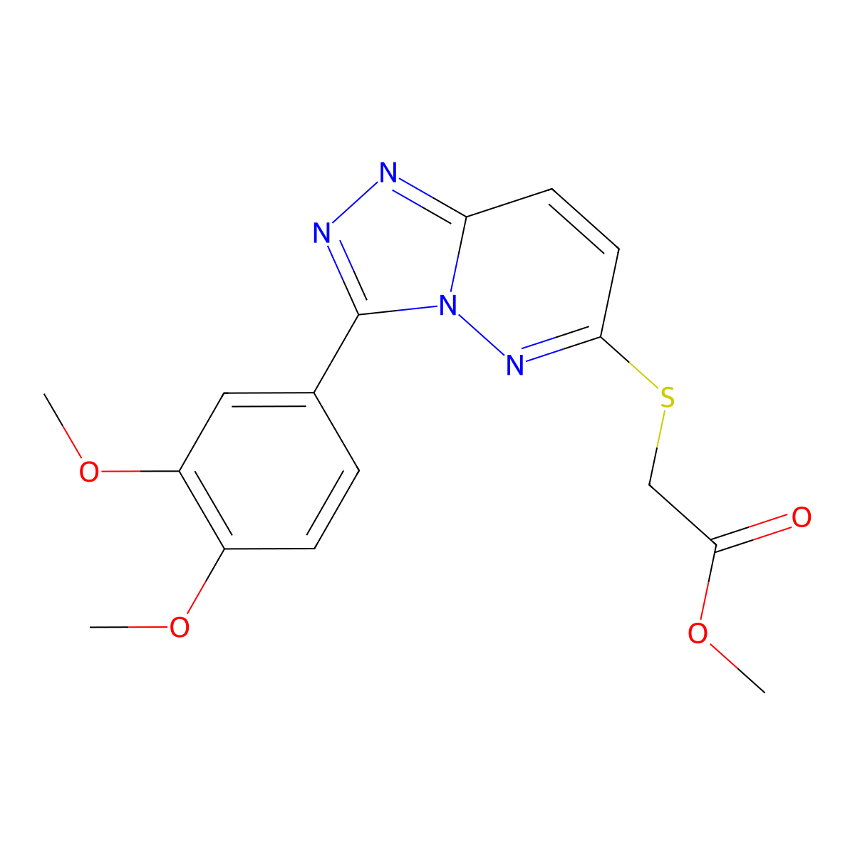 Methyl 2-[[3-(3,4-dimethoxyphenyl)-[1,2,4]triazolo[4,3-b]pyridazin-6-yl]sulfanyl]acetate molecular structure, CAS 852437-95-7