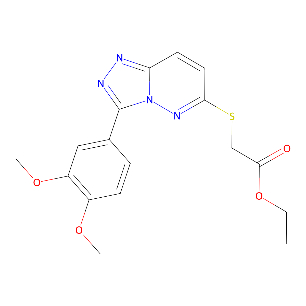 Ethyl 2-((3-(3,4-dimethoxyphenyl)-[1,2,4]triazolo[4,3-b]pyridazin-6-yl)thio)acetate molecular structure, CAS 852437-96-8