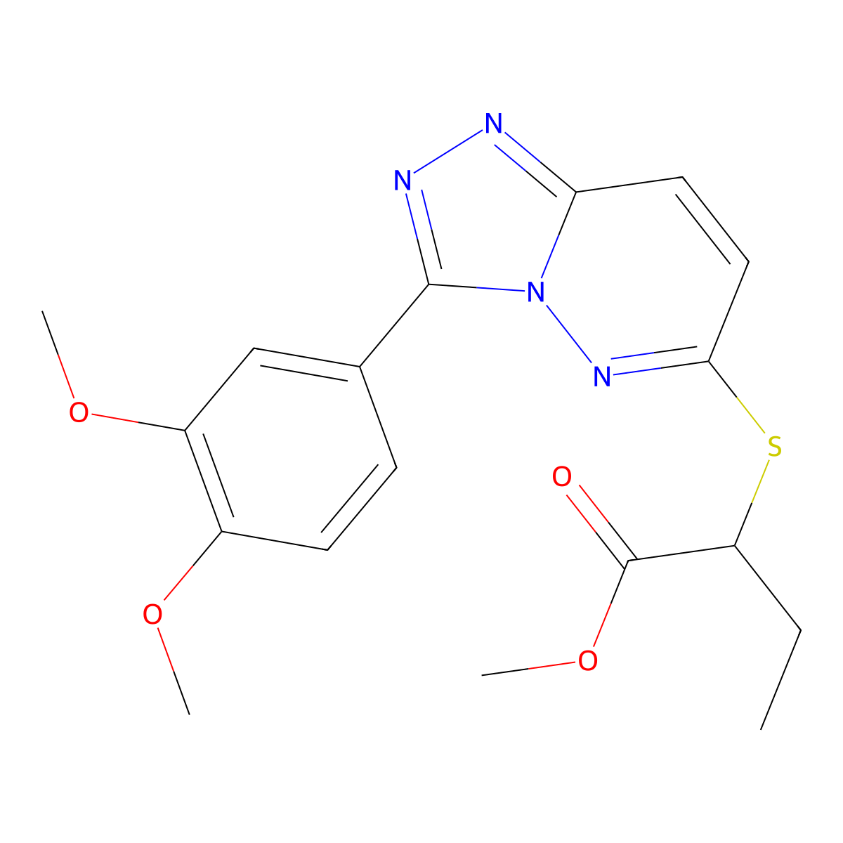 Methyl 2-((3-(3,4-dimethoxyphenyl)-[1,2,4]triazolo[4,3-b]pyridazin-6-yl)thio)butanoate molecular structure, CAS 852437-98-0