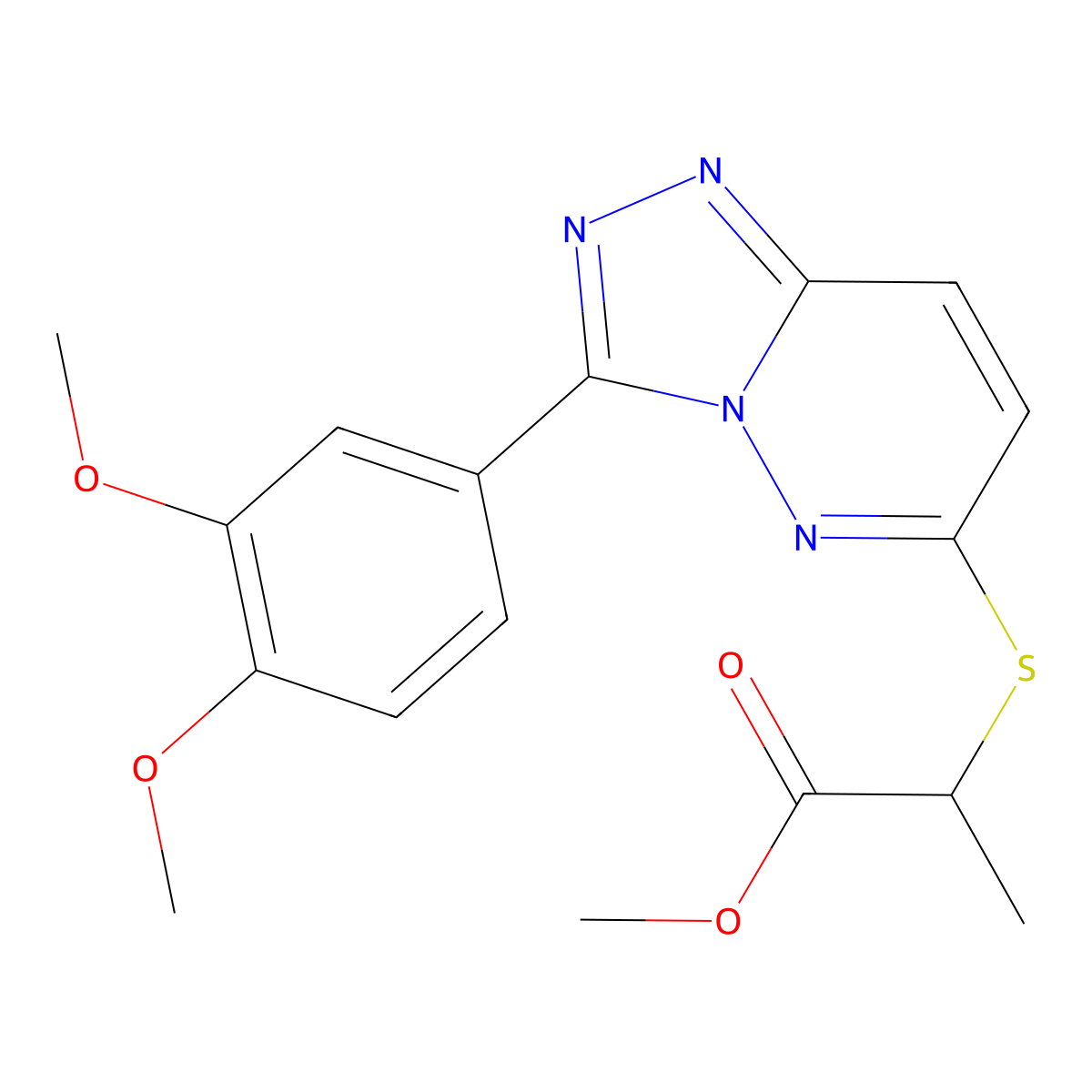 Methyl 2-((3-(3,4-dimethoxyphenyl)-[1,2,4]triazolo[4,3-b]pyridazin-6-yl)thio)propanoate molecular structure, CAS 852437-99-1