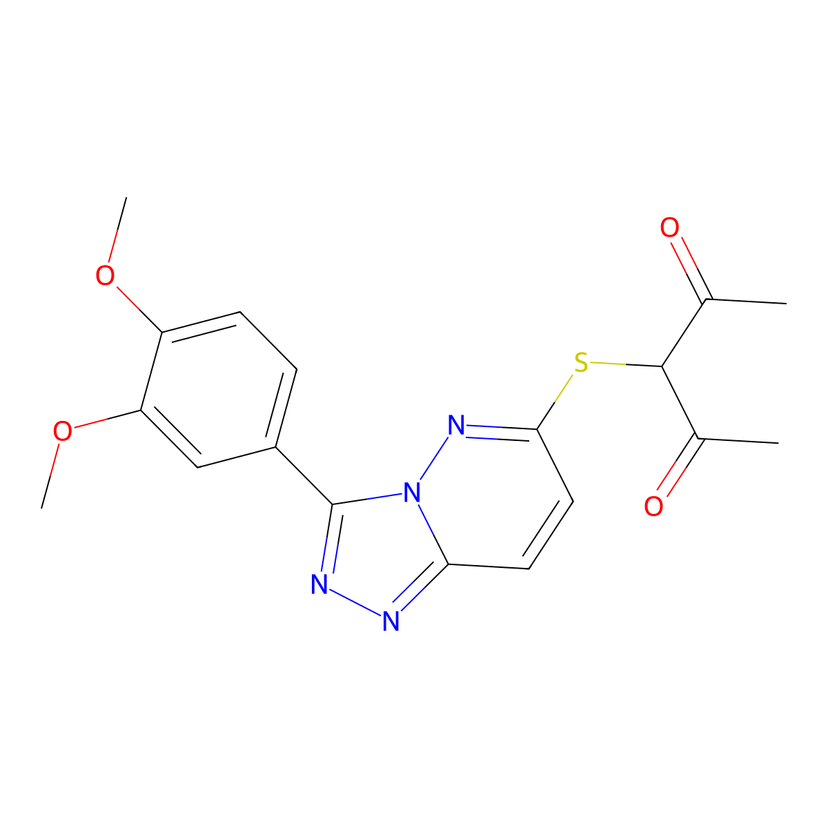 3-((3-(3,4-Dimethoxyphenyl)-[1,2,4]triazolo[4,3-b]pyridazin-6-yl)thio)pentane-2,4-dione molecular structure, CAS 852438-06-3