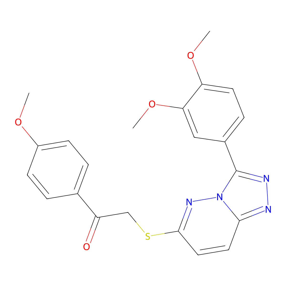 2-((3-(3,4-Dimethoxyphenyl)-[1,2,4]triazolo[4,3-b]pyridazin-6-yl)thio)-1-(4-methoxyphenyl)ethanone molecular structure, CAS 852438-08-5