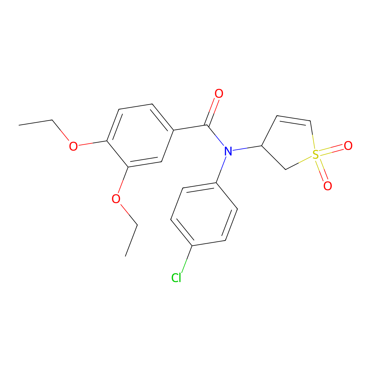 N-(4-chlorophenyl)-N-(1,1-dioxido-2,3-dihydrothiophen-3-yl)-3,4-diethoxybenzamide molecular structure, CAS 852438-10-9