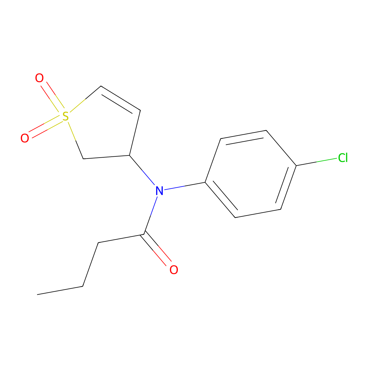 N-(4-chlorophenyl)-N-(1,1-dioxido-2,3-dihydrothiophen-3-yl)butyramide molecular structure, CAS 852438-12-1
