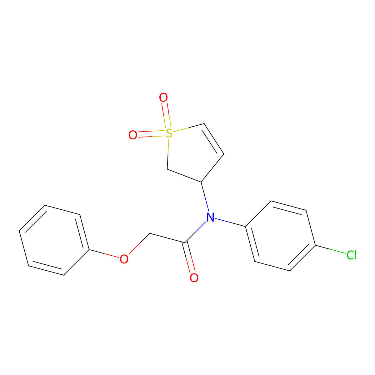 N-(4-chlorophenyl)-N-(1,1-dioxido-2,3-dihydrothiophen-3-yl)-2-phenoxyacetamide molecular structure, CAS 852438-14-3