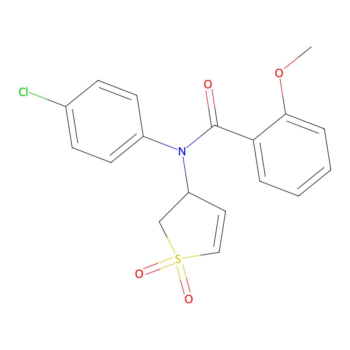 N-(4-chlorophenyl)-N-(1,1-dioxido-2,3-dihydrothien-3-yl)-2-methoxybenzamide molecular structure, CAS 852438-17-6