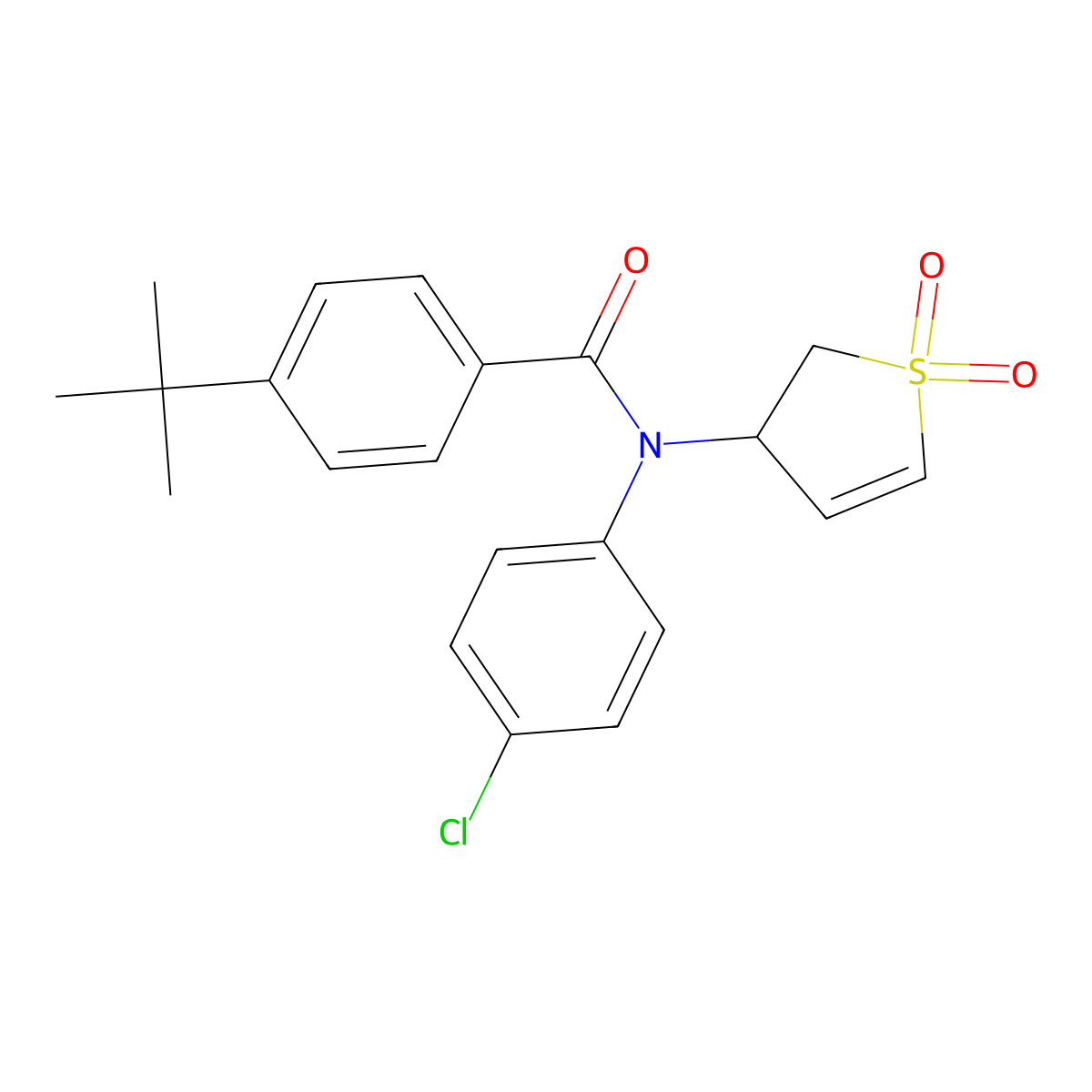 4-(tert-butyl)-N-(4-chlorophenyl)-N-(1,1-dioxido-2,3-dihydrothiophen-3-yl)benzamide molecular structure, CAS 852438-19-8