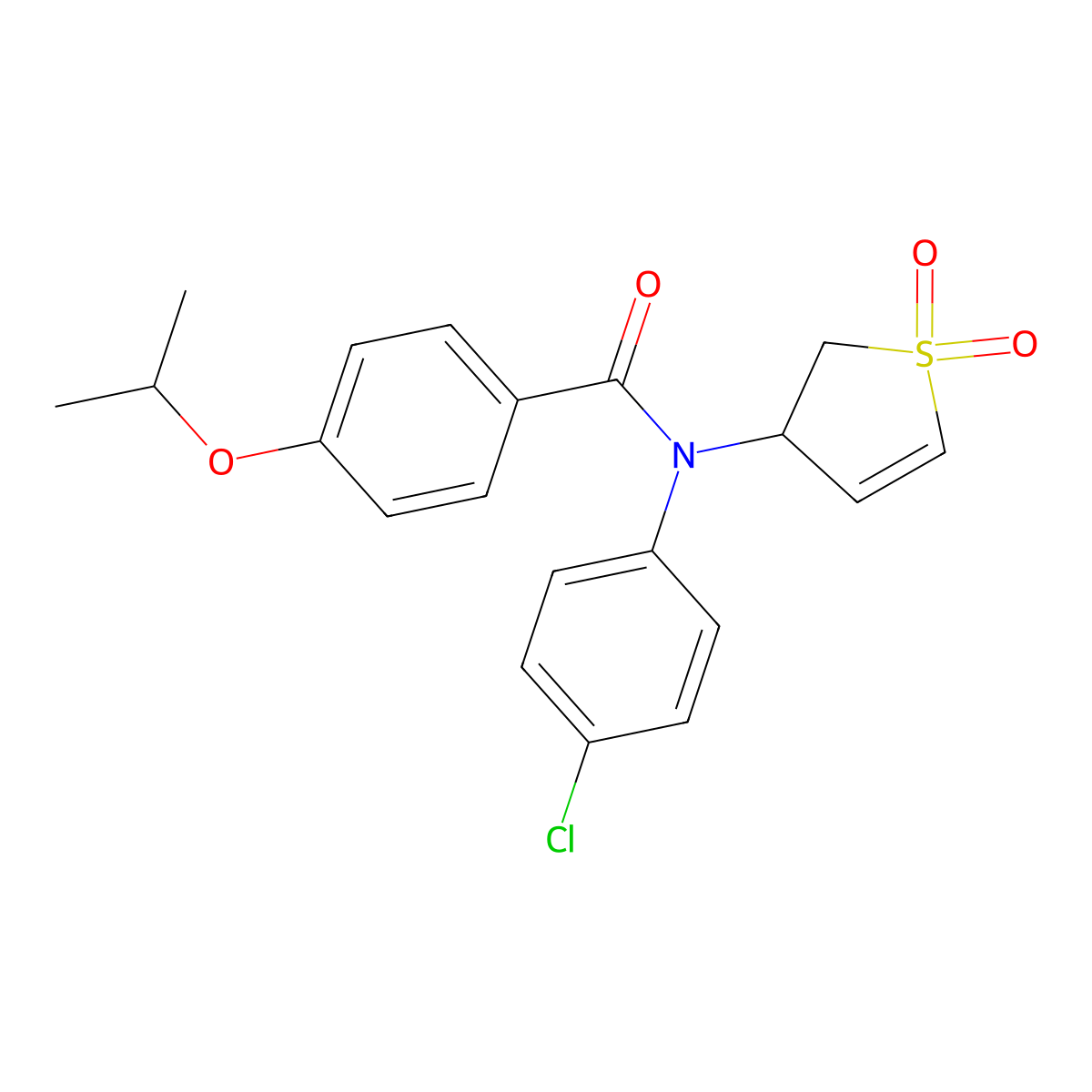 N-(4-Chlorophenyl)-N-(1,1-dioxido-2,3-dihydro-3-thiophenyl)-4-isopropoxybenzamide molecular structure, CAS 852438-23-4
