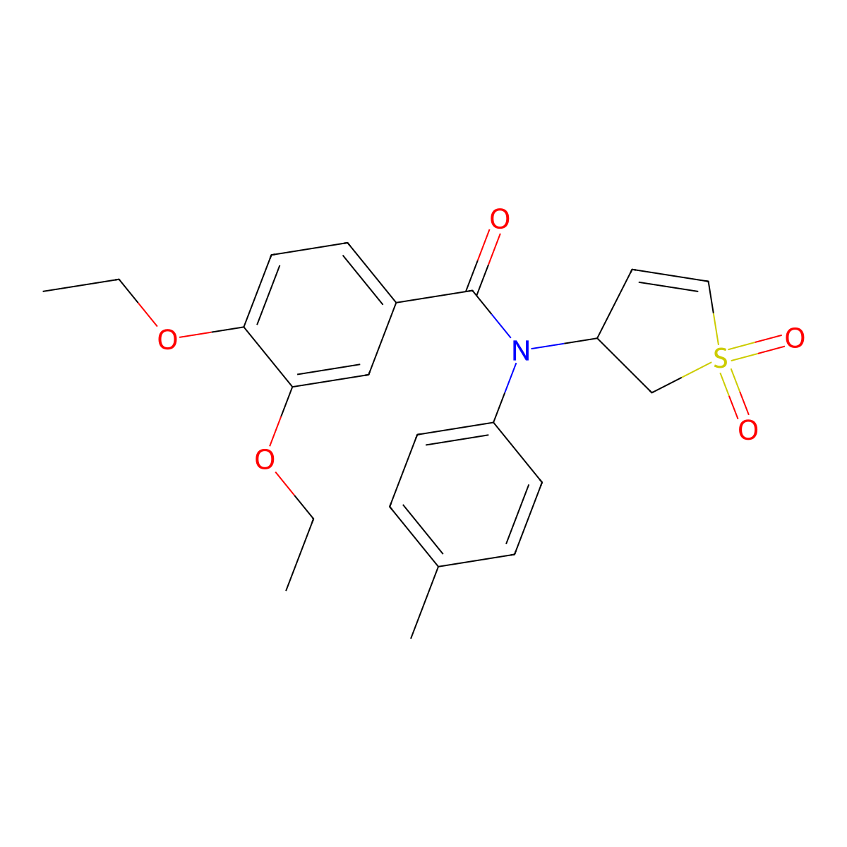 N-(1,1-dioxo-2,3-dihydro-1lambda6-thiophen-3-yl)-3,4-diethoxy-N-(4-methylphenyl)benzamide molecular structure, CAS 852438-27-8