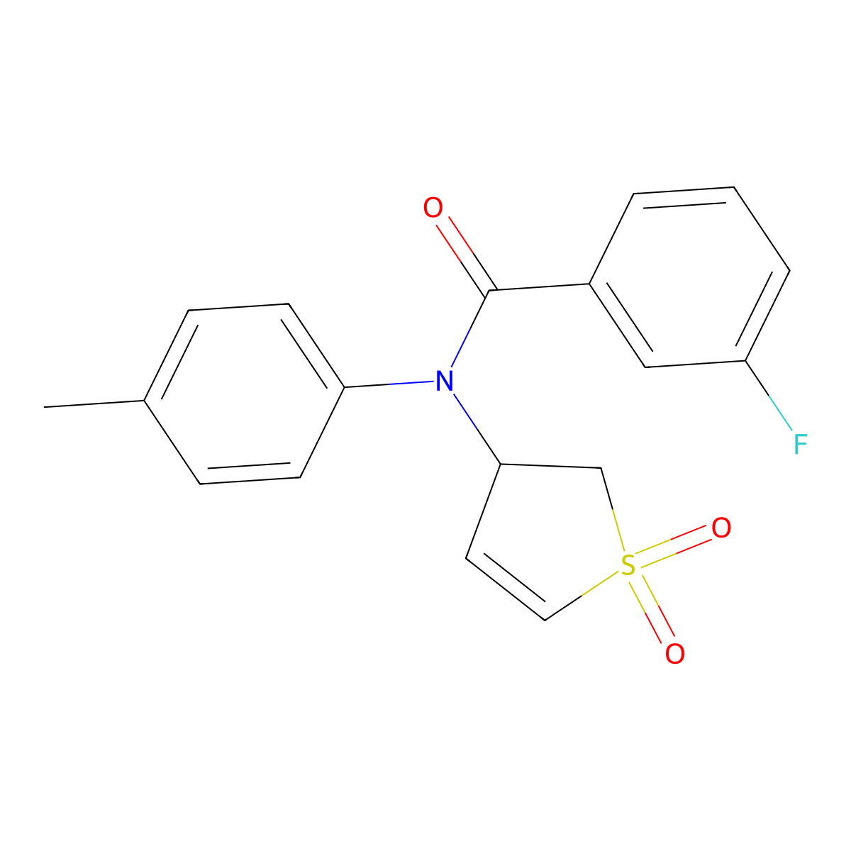 N-(1,1-dioxo-2,3-dihydrothiophen-3-yl)-3-fluoro-N-(4-methylphenyl)benzamide molecular structure, CAS 852438-33-6