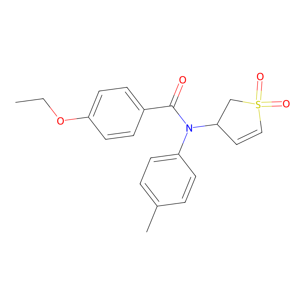 N-(1,1-dioxido-2,3-dihydrothiophen-3-yl)-4-ethoxy-N-(p-tolyl)benzamide molecular structure, CAS 852438-34-7