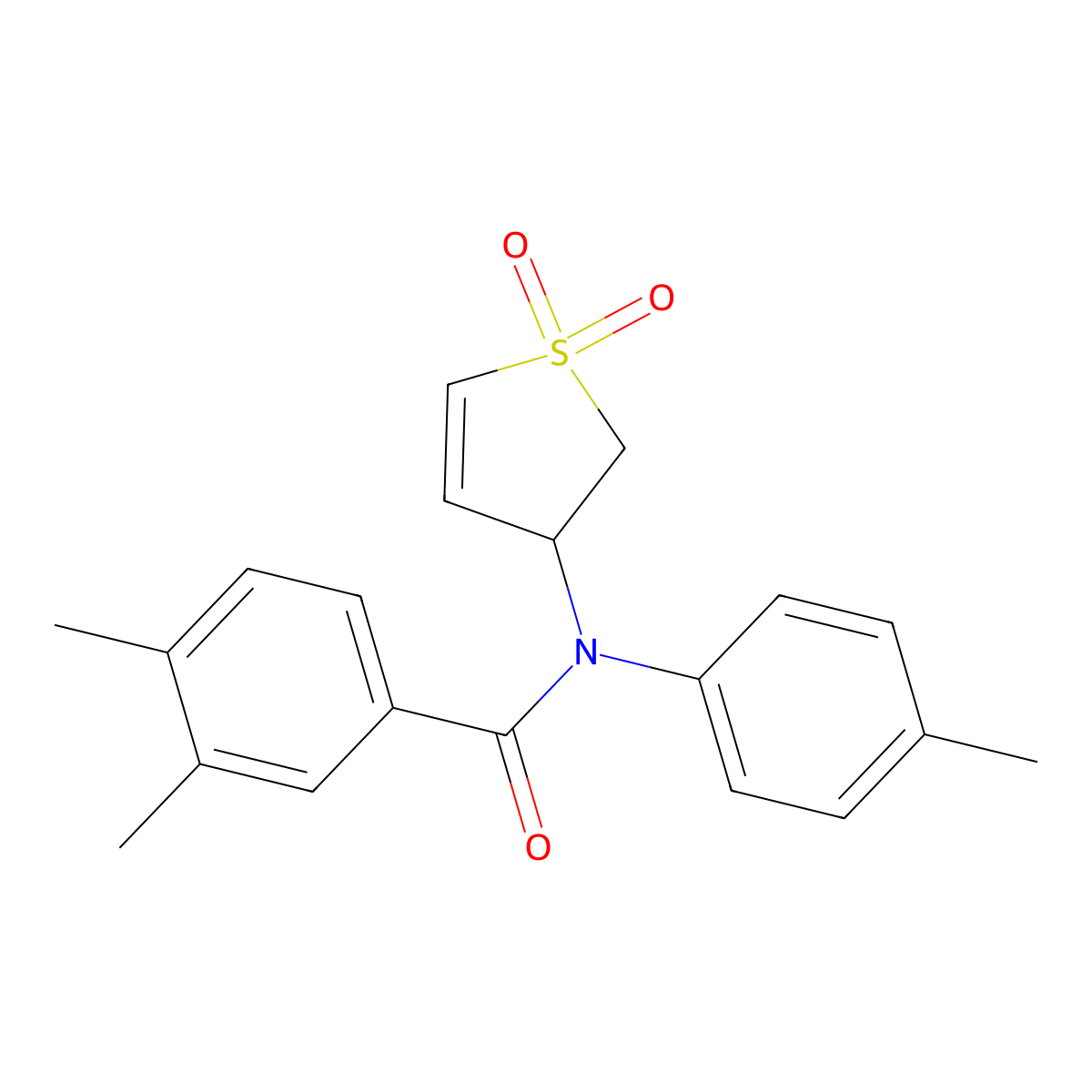 N-(1,1-dioxido-2,3-dihydrothien-3-yl)-3,4-dimethyl-N-(4-methylphenyl)benzamide molecular structure, CAS 852438-39-2