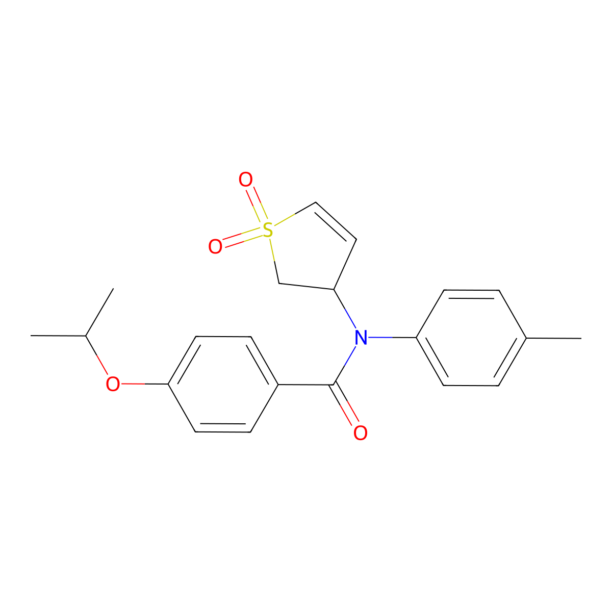 N-(1,1-dioxido-2,3-dihydrothiophen-3-yl)-4-isopropoxy-N-(p-tolyl)benzamide molecular structure, CAS 852438-40-5