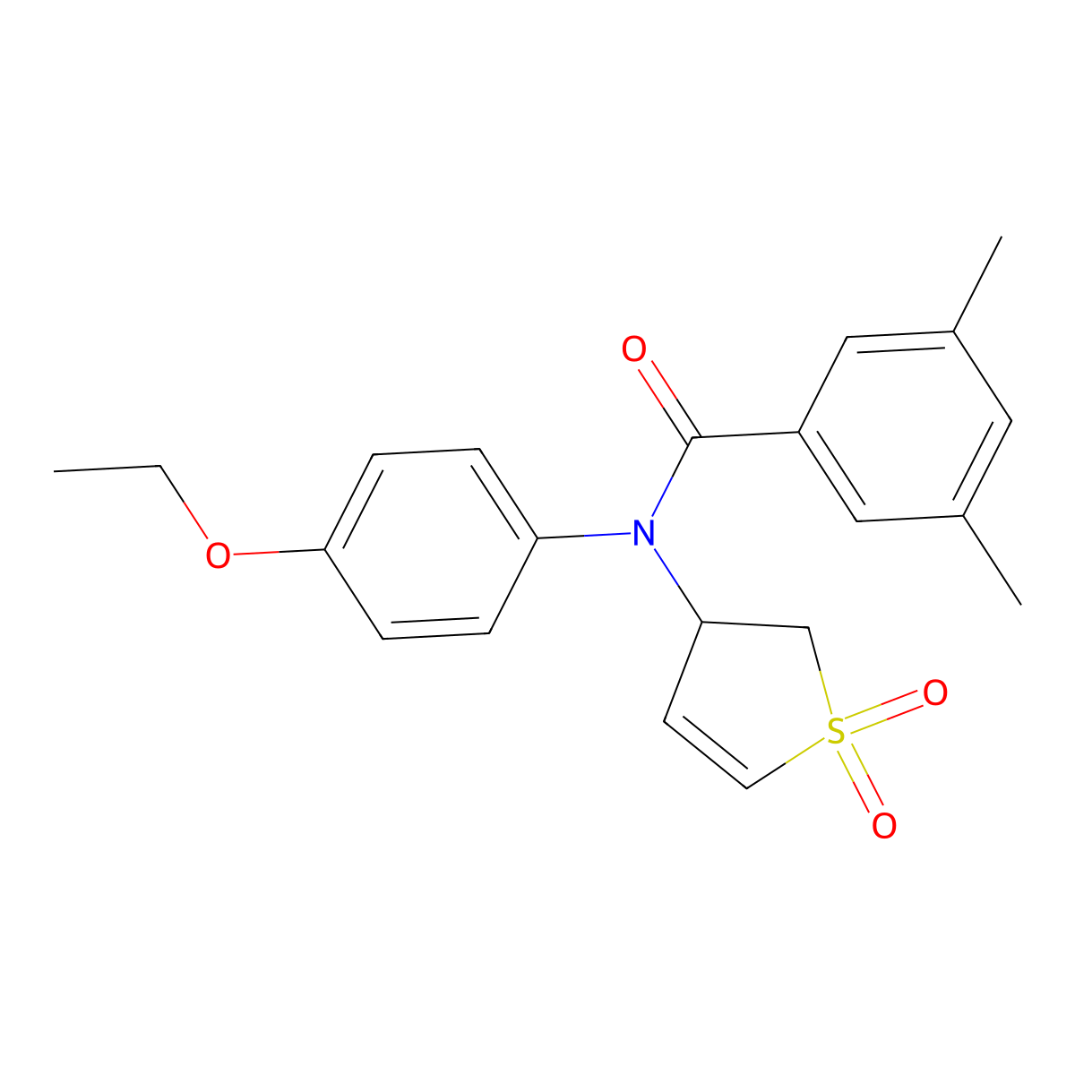 N-(1,1-dioxido-2,3-dihydrothien-3-yl)-N-(4-ethoxyphenyl)-3,5-dimethylbenzamide molecular structure, CAS 852438-41-6