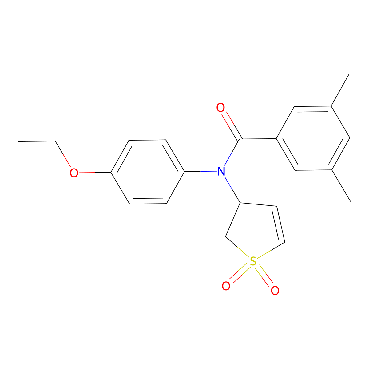 N-(1,1-dioxido-2,3-dihydrothien-3-yl)-N-(4-ethoxyphenyl)-3,5-dimethylbenzamide molecular structure, CAS 852438-41-6