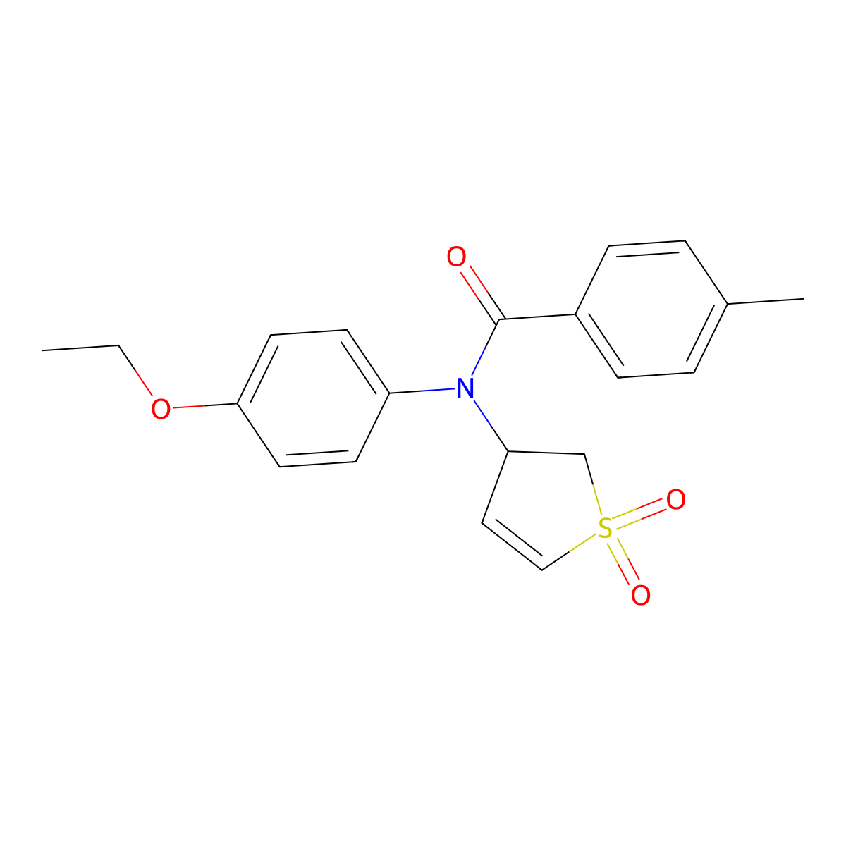 N-(1,1-dioxido-2,3-dihydrothiophen-3-yl)-N-(4-ethoxyphenyl)-4-methylbenzamide molecular structure, CAS 852438-43-8
