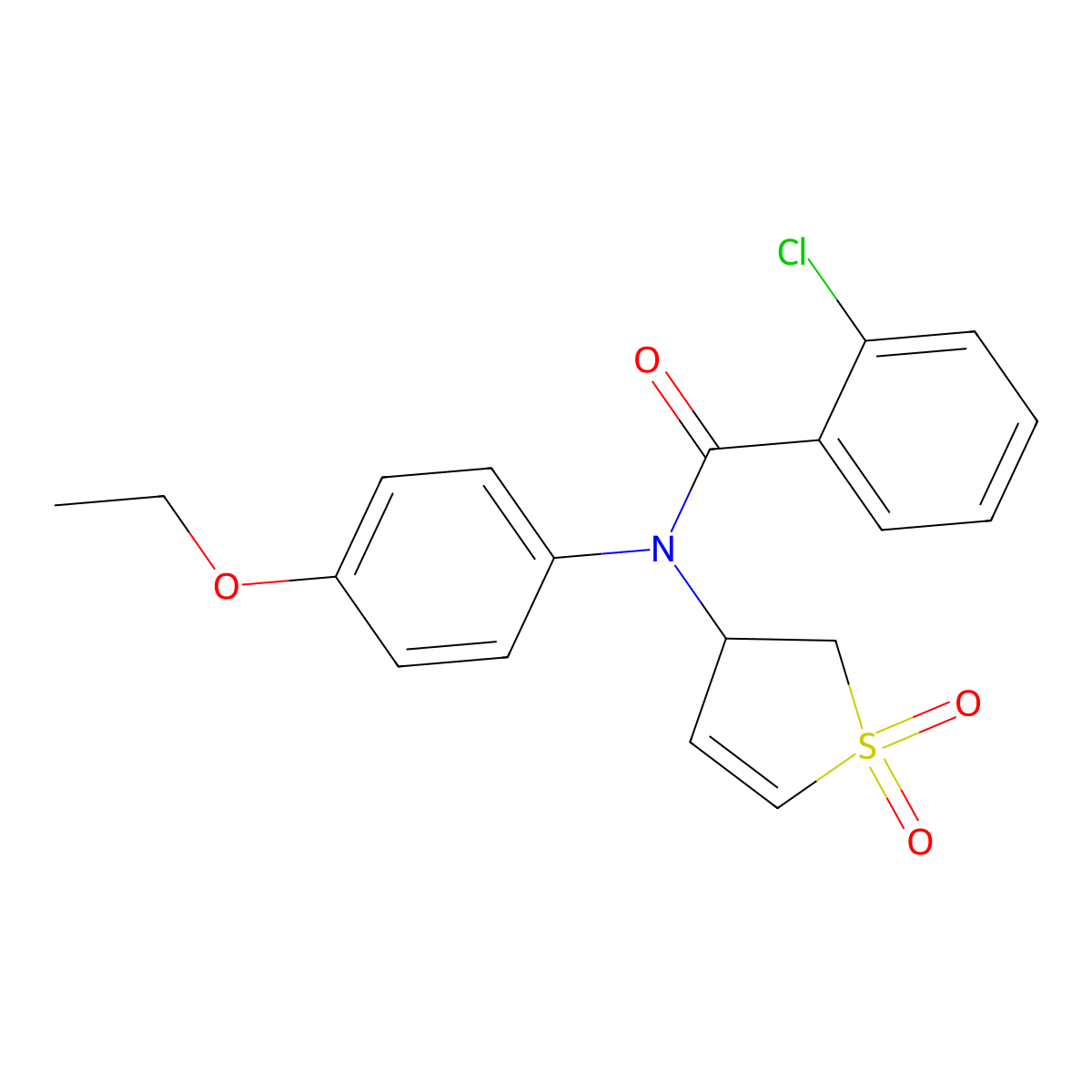 2-chloro-N-(1,1-dioxido-2,3-dihydrothiophen-3-yl)-N-(4-ethoxyphenyl)benzamide molecular structure, CAS 852438-44-9
