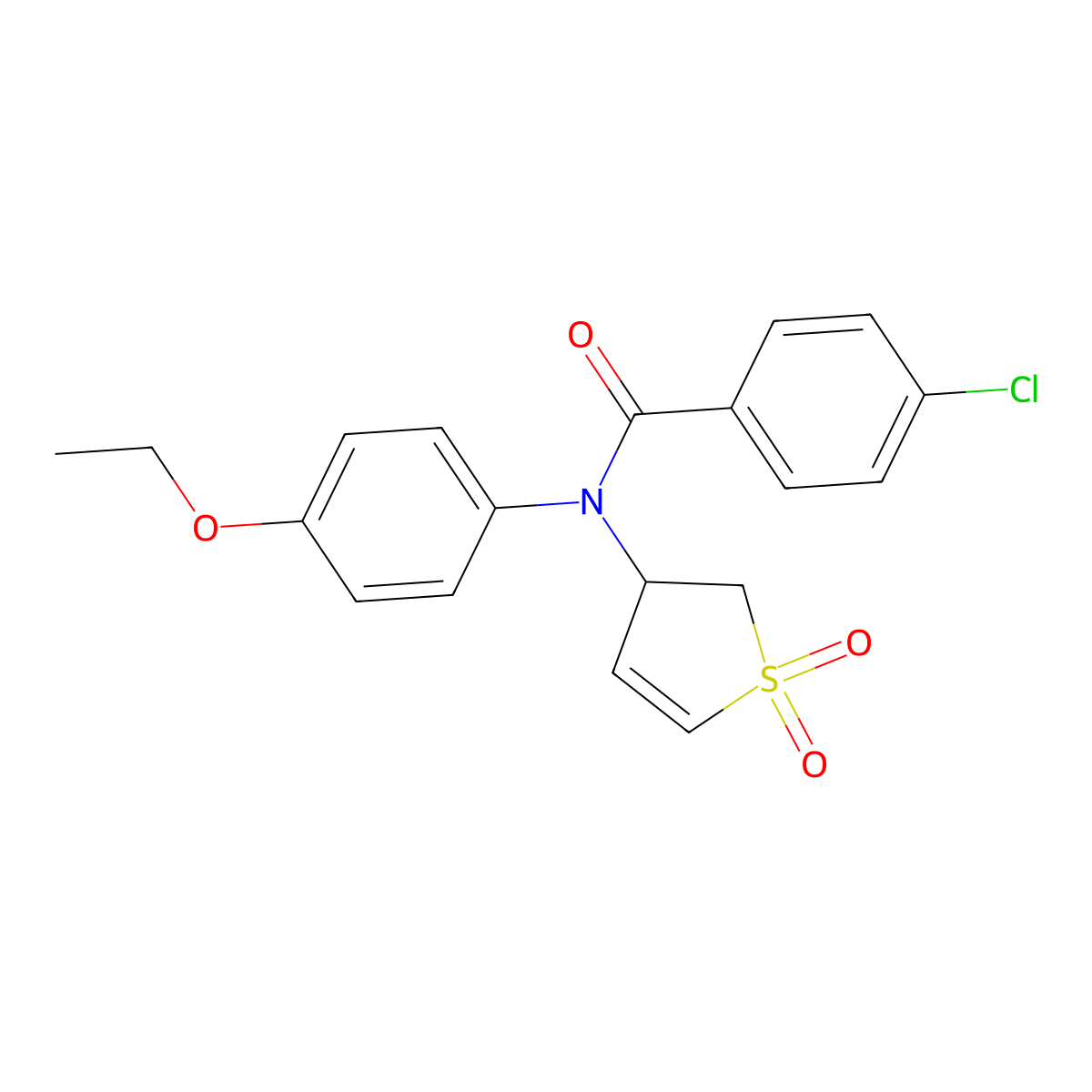 4-chloro-N-(1,1-dioxido-2,3-dihydrothiophen-3-yl)-N-(4-ethoxyphenyl)benzamide molecular structure, CAS 852438-45-0