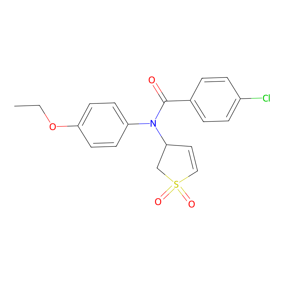 4-chloro-N-(1,1-dioxido-2,3-dihydrothiophen-3-yl)-N-(4-ethoxyphenyl)benzamide molecular structure, CAS 852438-45-0