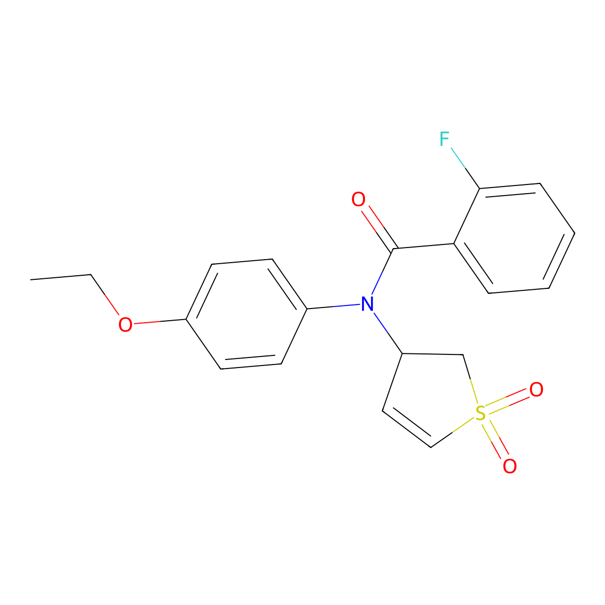 N-(1,1-dioxido-2,3-dihydrothiophen-3-yl)-N-(4-ethoxyphenyl)-2-fluorobenzamide molecular structure, CAS 852438-48-3