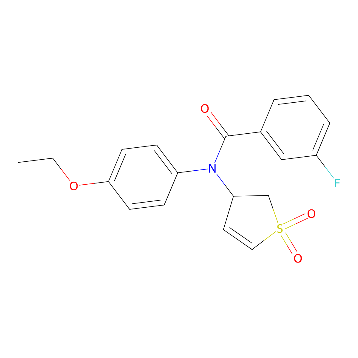N-(1,1-dioxido-2,3-dihydrothiophen-3-yl)-N-(4-ethoxyphenyl)-3-fluorobenzamide molecular structure, CAS 852438-49-4