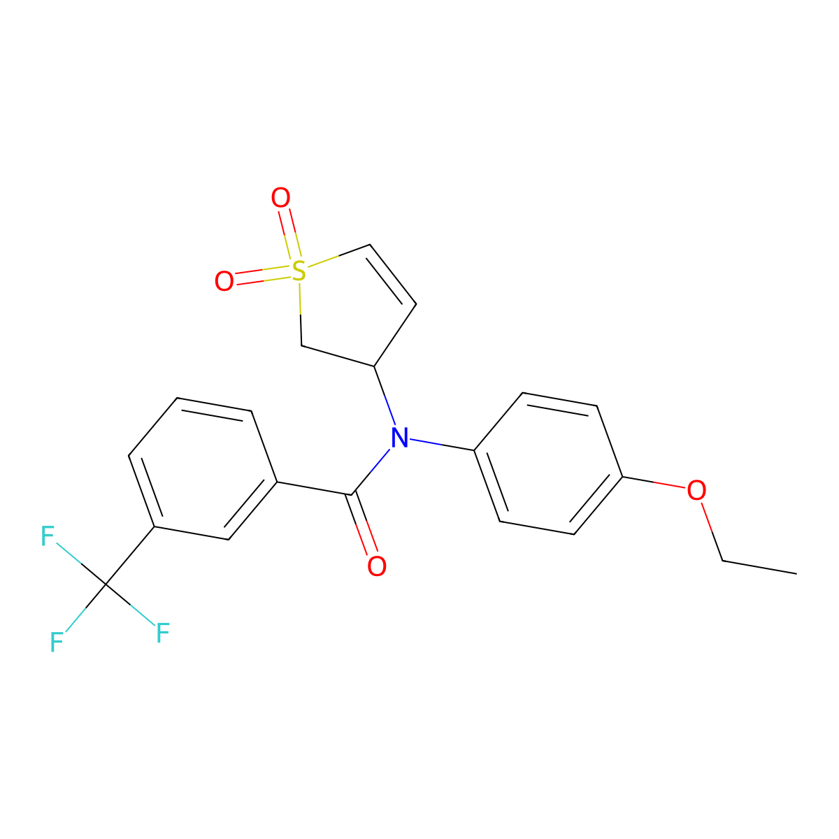 N-(1,1-dioxido-2,3-dihydrothiophen-3-yl)-N-(4-ethoxyphenyl)-3-(trifluoromethyl)benzamide molecular structure, CAS 852438-52-9