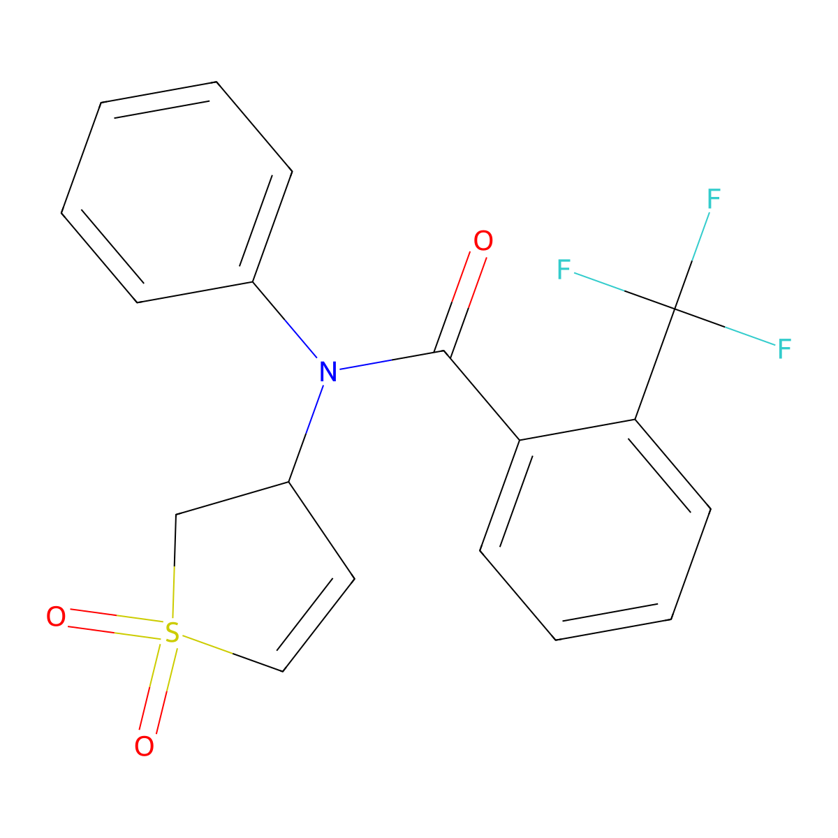 N-(1,1-dioxido-2,3-dihydrothien-3-yl)-N-phenyl-2-(trifluoromethyl)benzamide molecular structure, CAS 852438-74-5