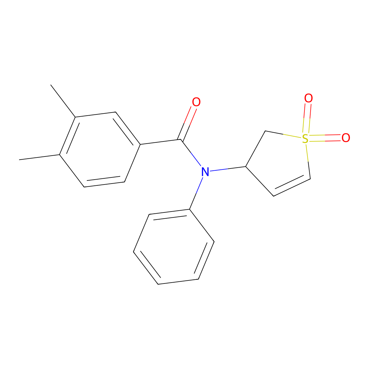 N-(1,1-dioxido-2,3-dihydrothiophen-3-yl)-3,4-dimethyl-N-phenylbenzamide molecular structure, CAS 852438-76-7