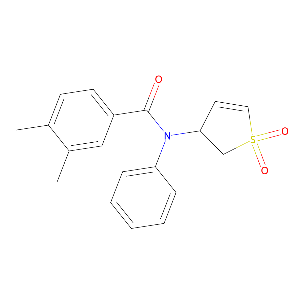 N-(1,1-dioxido-2,3-dihydrothiophen-3-yl)-3,4-dimethyl-N-phenylbenzamide molecular structure, CAS 852438-76-7