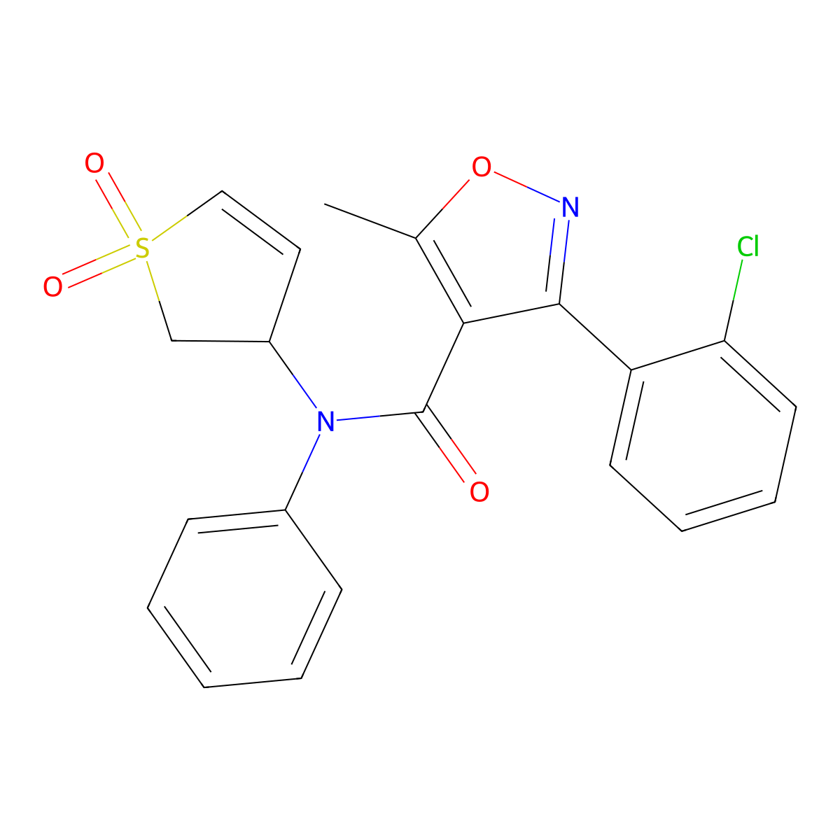 3-(2-chlorophenyl)-N-(1,1-dioxo-2,3-dihydro-1lambda6-thiophen-3-yl)-5-methyl-N-phenyl-1,2-oxazole-4-carboxamide molecular structure, CAS 852438-77-8