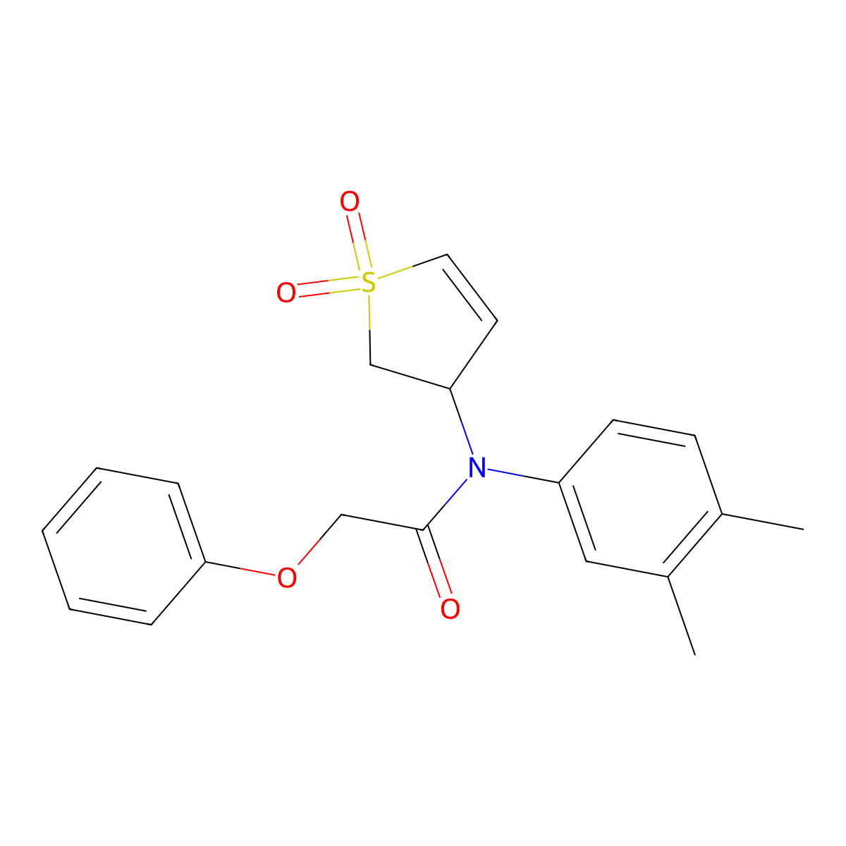N-(3,4-dimethylphenyl)-N-(1,1-dioxido-2,3-dihydrothiophen-3-yl)-2-phenoxyacetamide molecular structure, CAS 852438-79-0