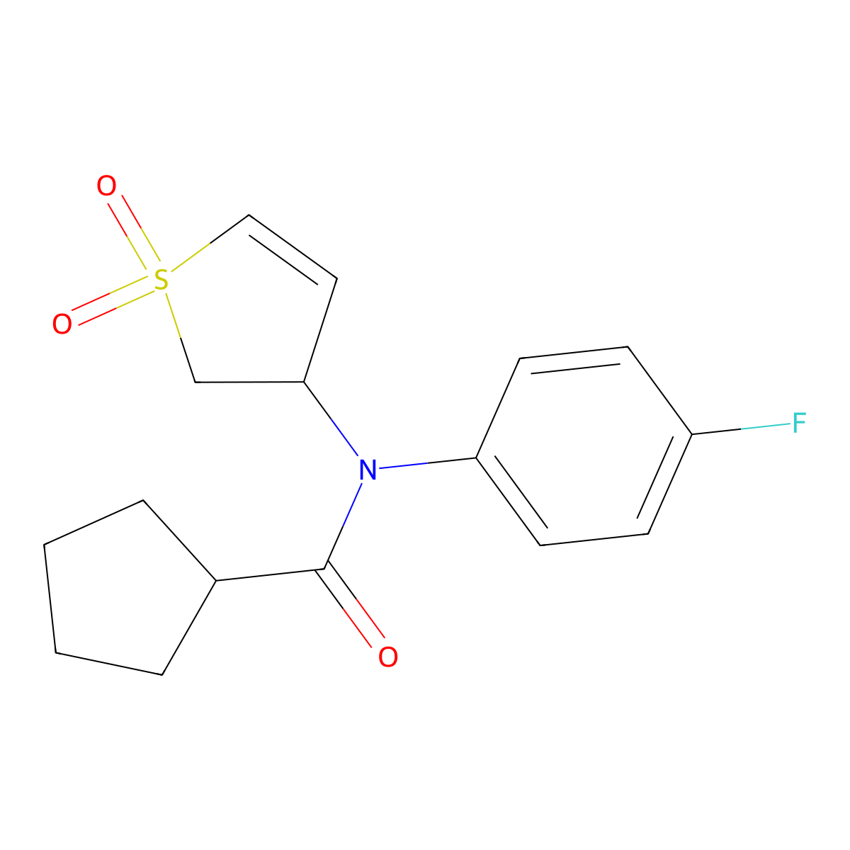 N-(1,1-dioxido-2,3-dihydrothien-3-yl)-N-(4-fluorophenyl)cyclopentanecarboxamide molecular structure, CAS 852438-80-3