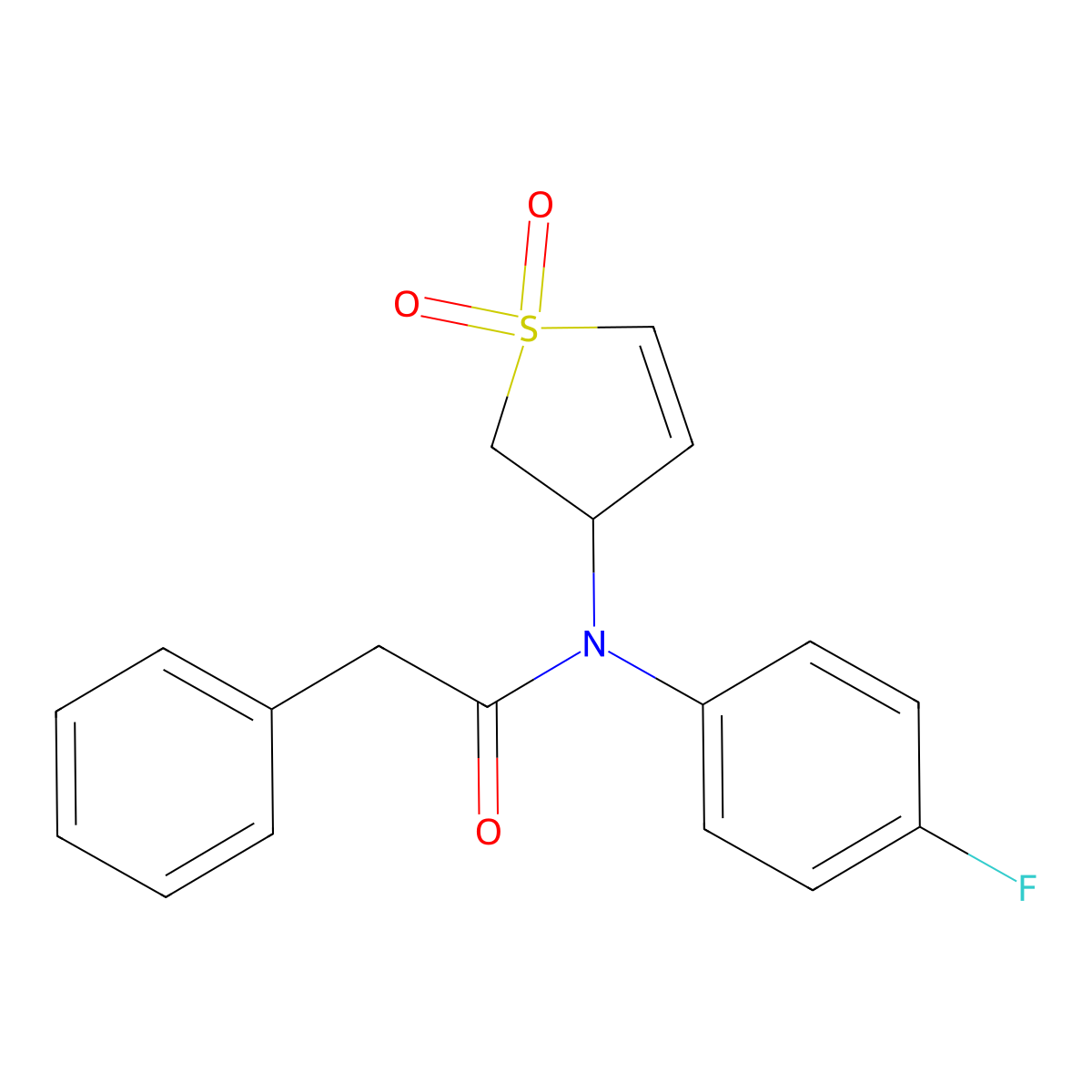 N-(1,1-dioxido-2,3-dihydrothien-3-yl)-N-(4-fluorophenyl)-2-phenylacetamide molecular structure, CAS 852438-86-9