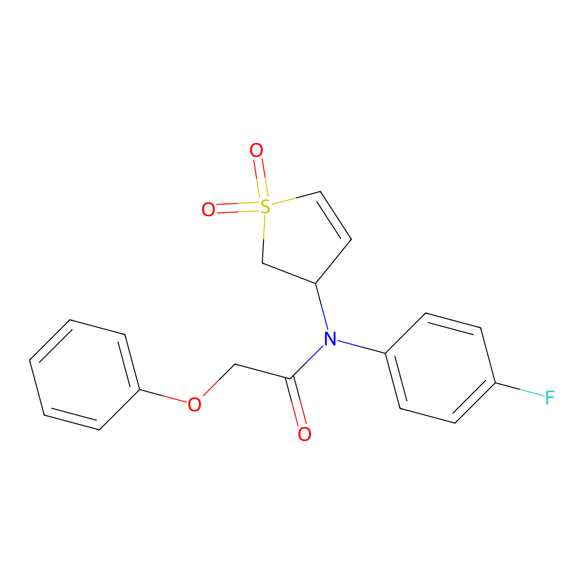 N-(1,1-dioxido-2,3-dihydrothiophen-3-yl)-N-(4-fluorophenyl)-2-phenoxyacetamide molecular structure, CAS 852438-87-0