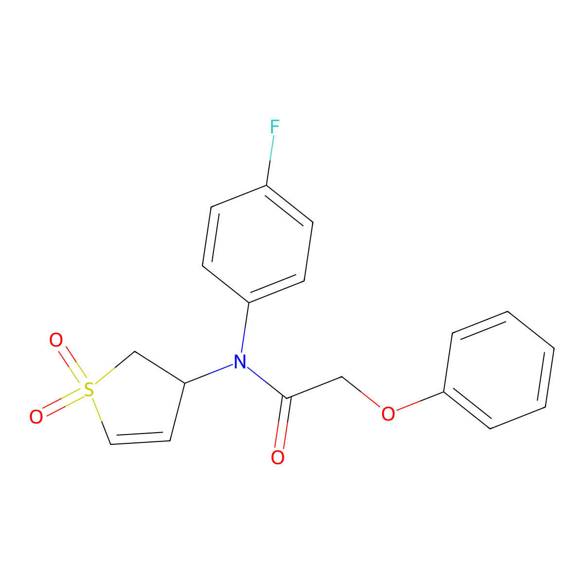 N-(1,1-dioxido-2,3-dihydrothiophen-3-yl)-N-(4-fluorophenyl)-2-phenoxyacetamide molecular structure, CAS 852438-87-0
